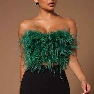 Green Feather Crop Top 12th Tribe